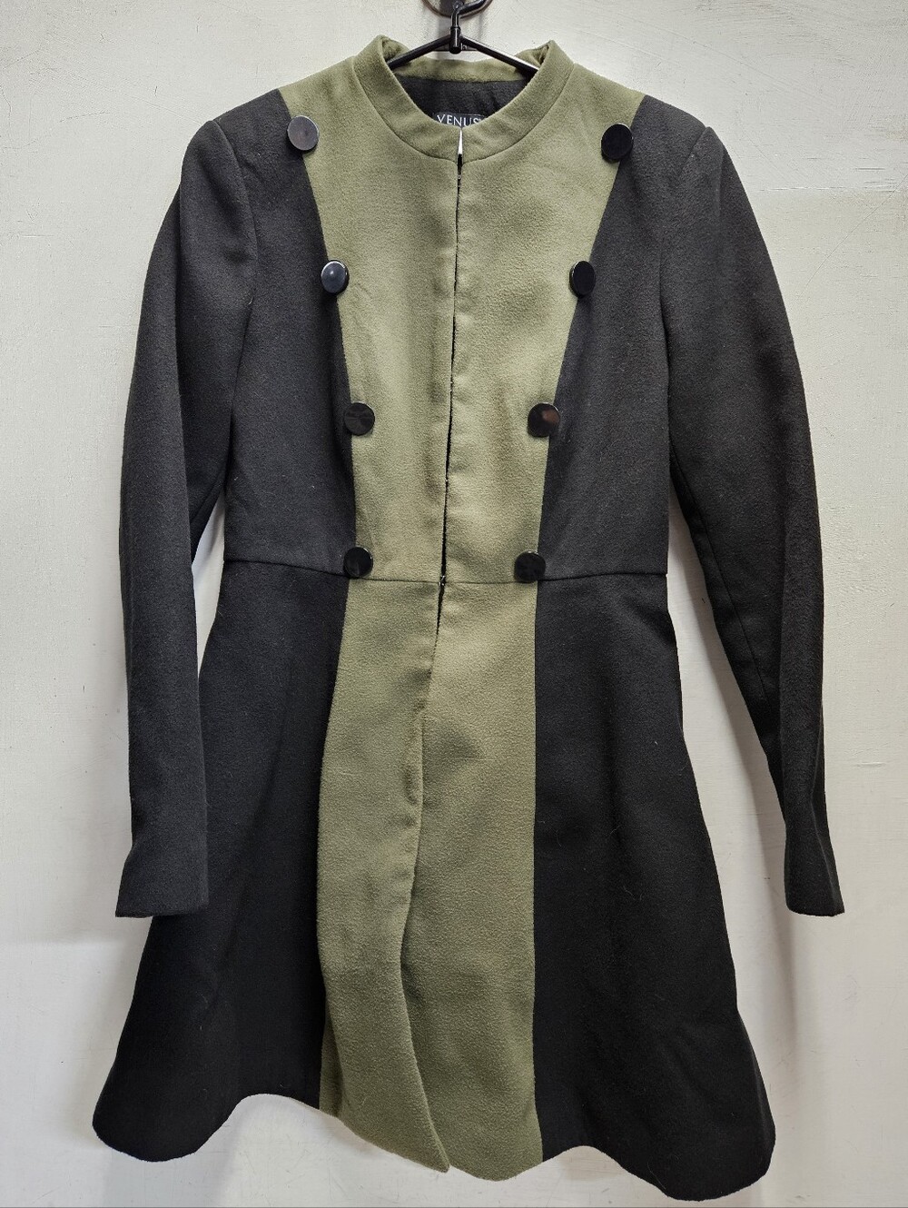 VENUS Black/Green Military Inspired Jacket Womebs Size 4 US Retro Vintage Style